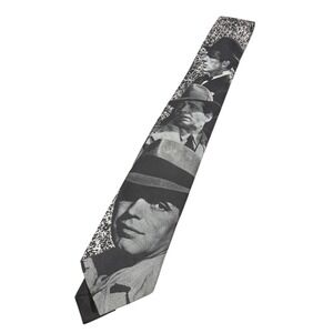 Vintage 1992 Ralph Marlin Humphrey Bogart Film Noir Graphic Necktie Black White